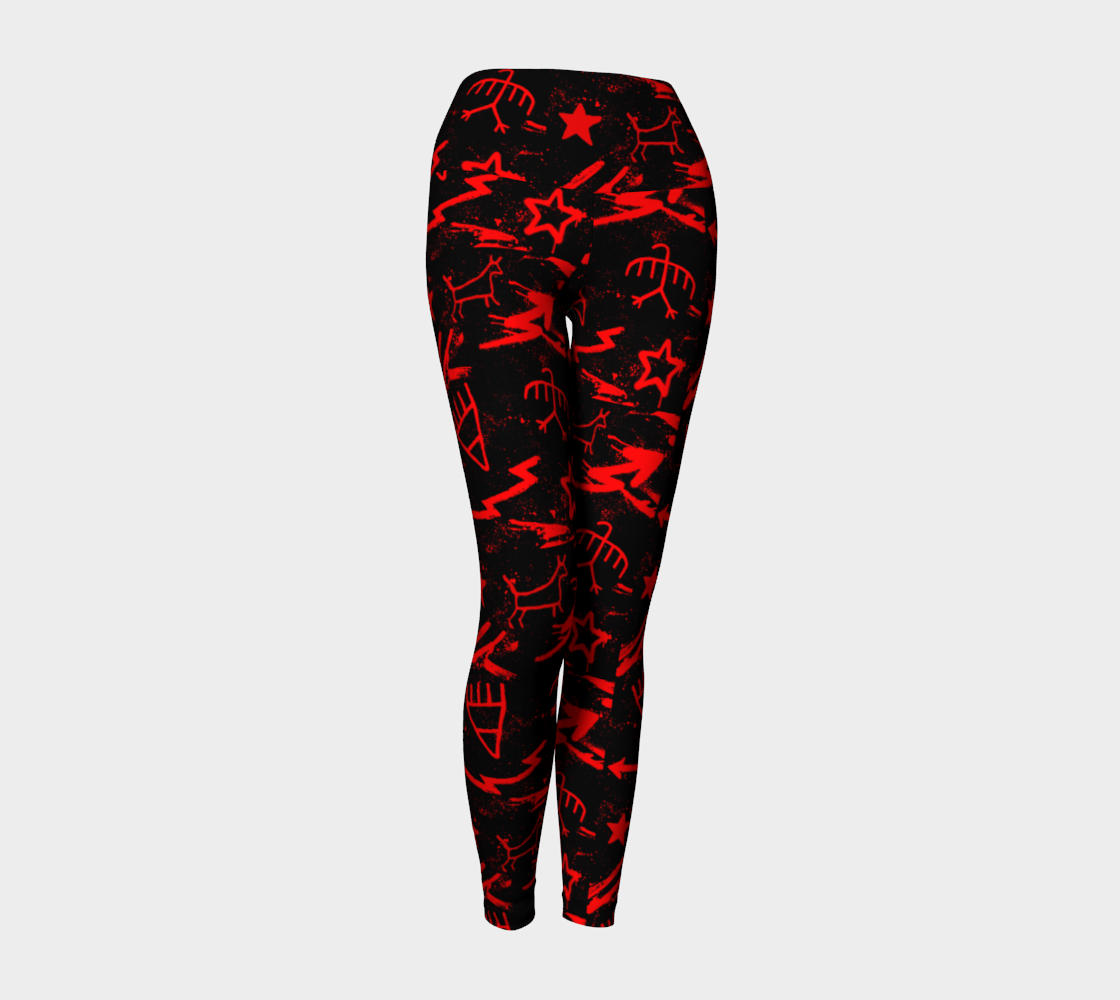 Red pictographic yoga pants