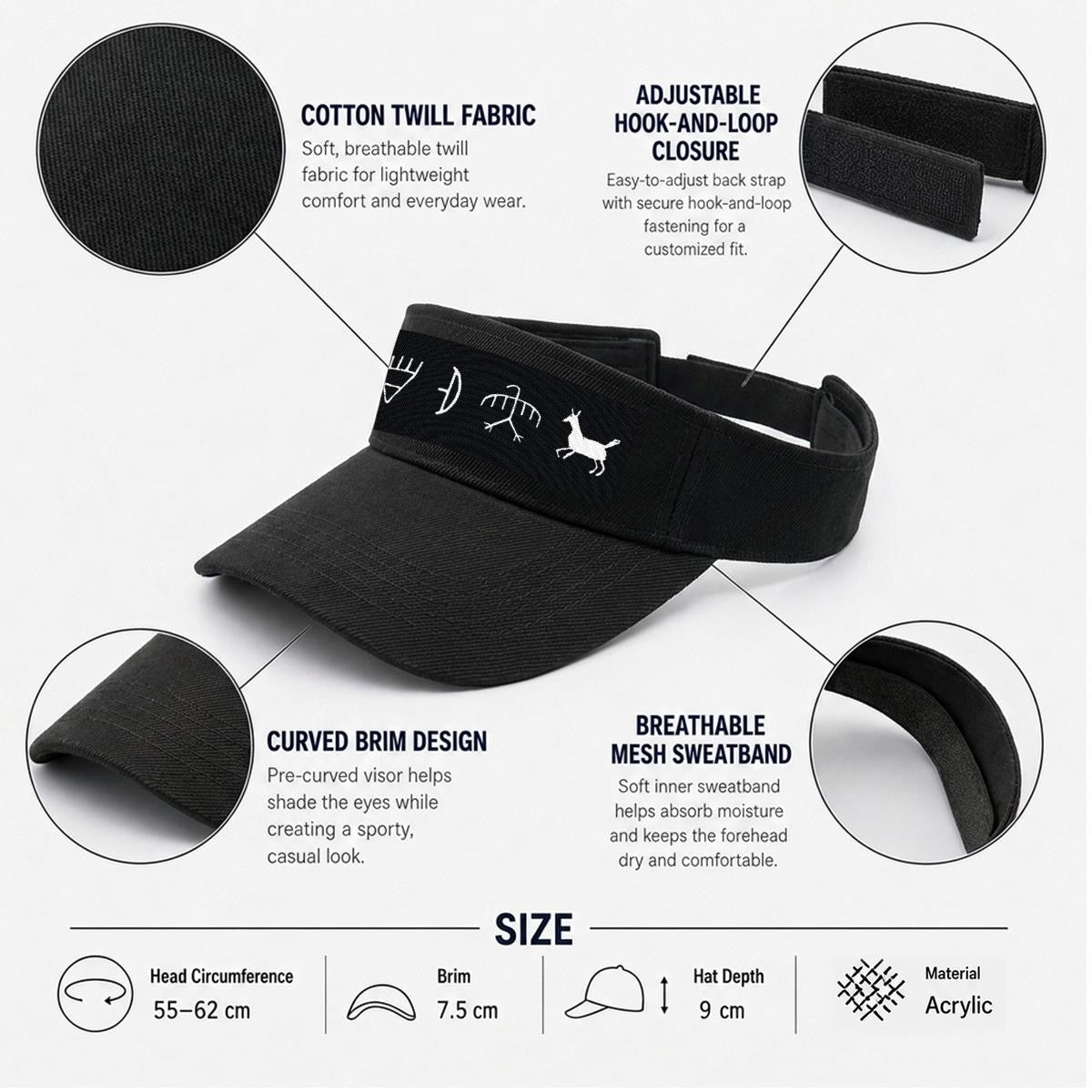 Embroidery pictograph Open-Top Visor