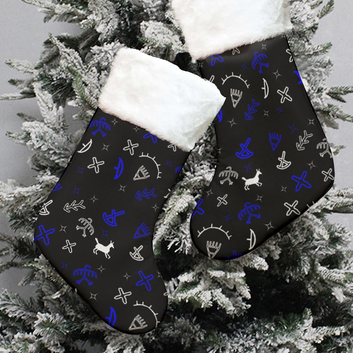 XMAS Plush Cuff Stocking Blue