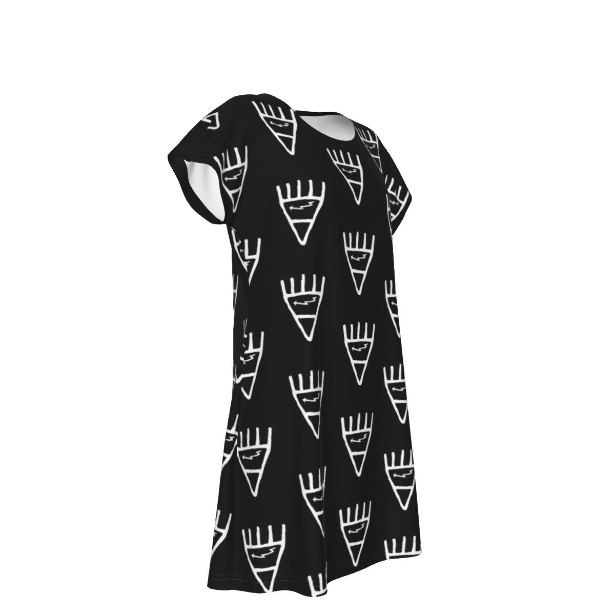 Black Bear Paw Pictograph Short Sleeve Dress