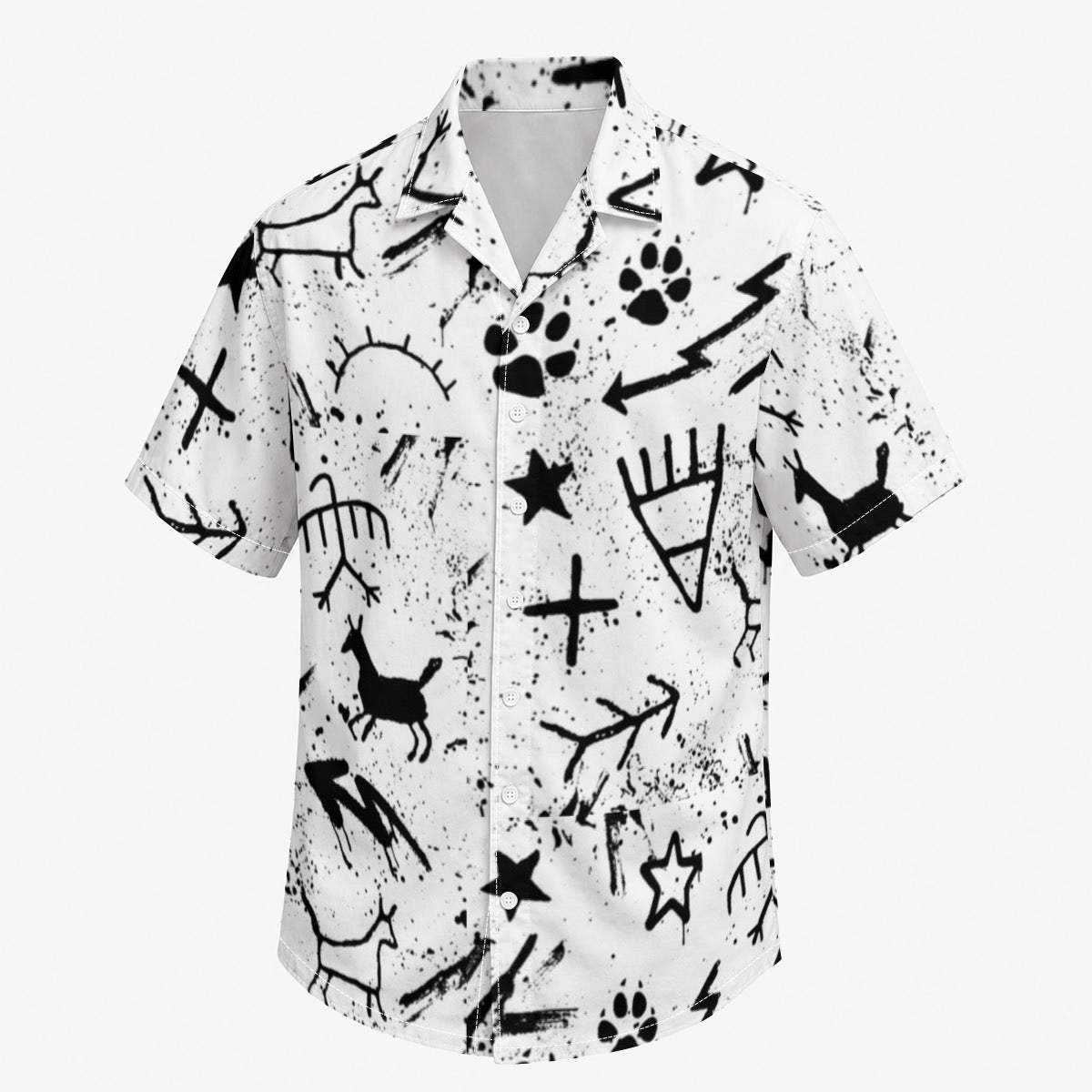 White pictograph Shirt With Button Closure |115GSM Cotton poplin