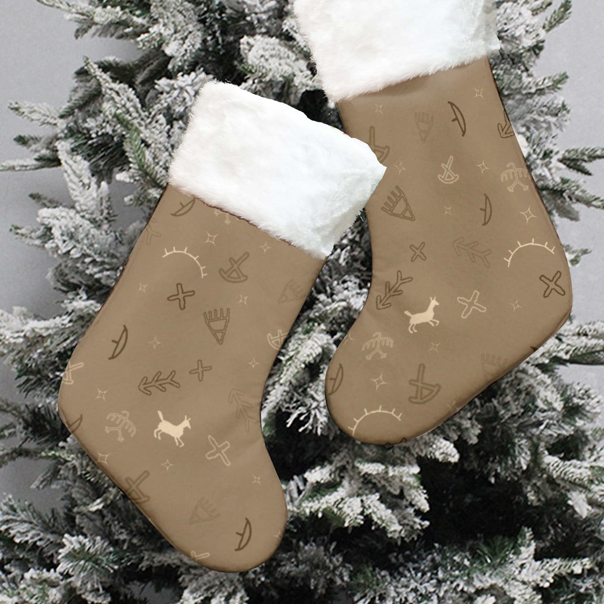 XMAS Plush Cuff Stocking Tan