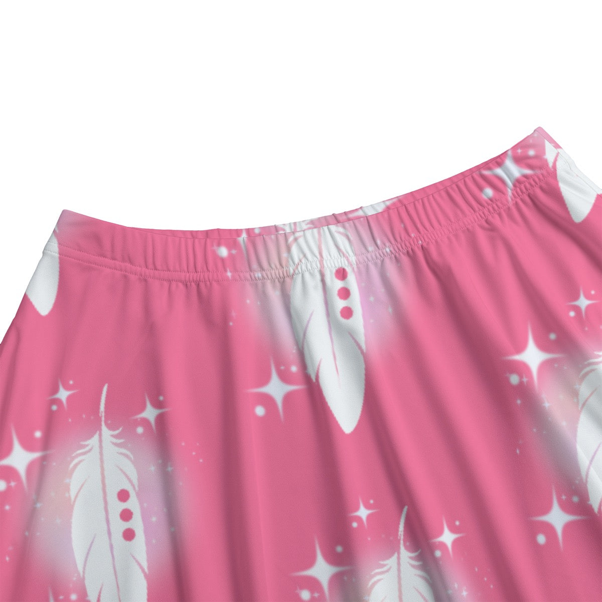 Pink Feather Long Maxi Skirt With Pockets