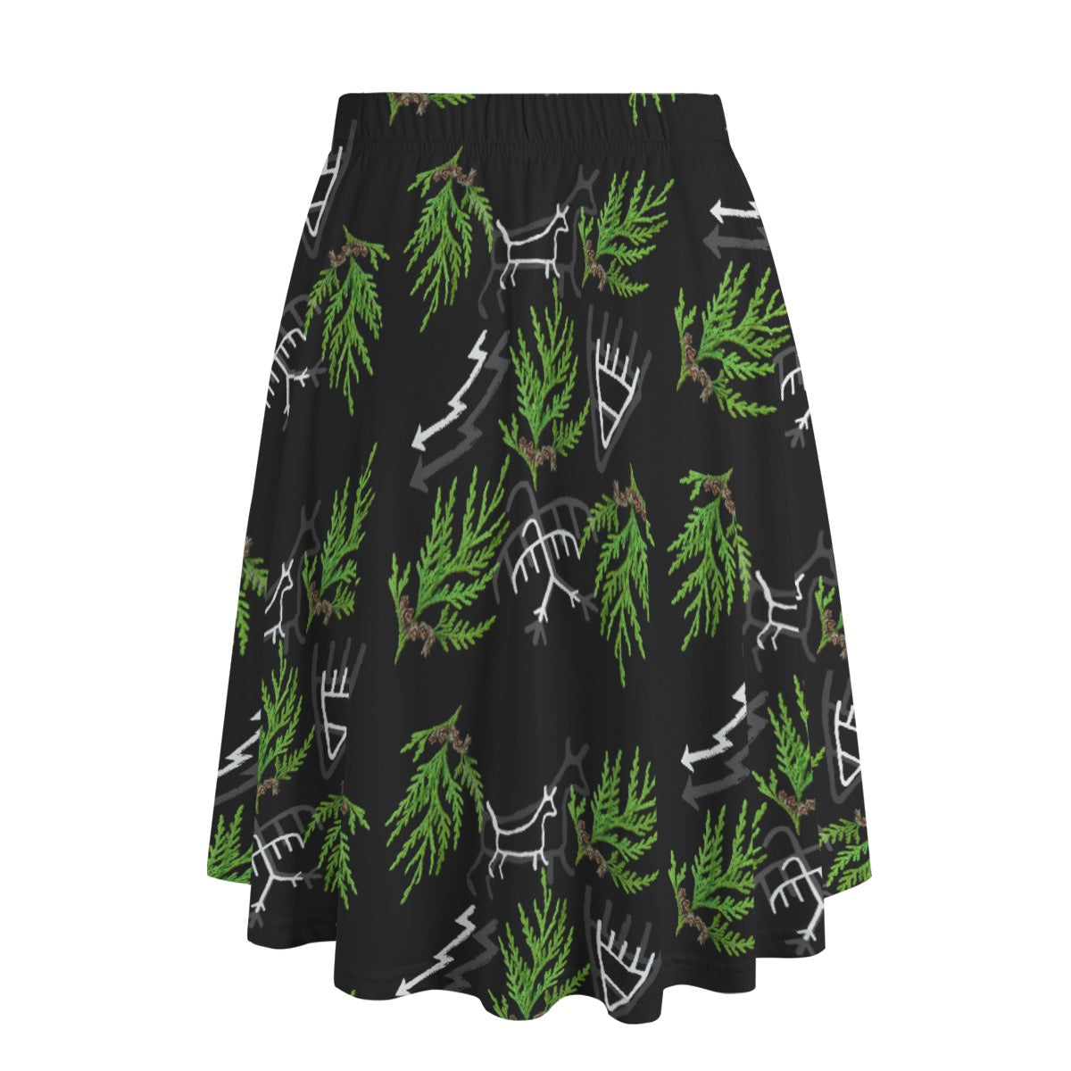 Cedar Branch Pictograph Long Maxi Skirt With Pockets
