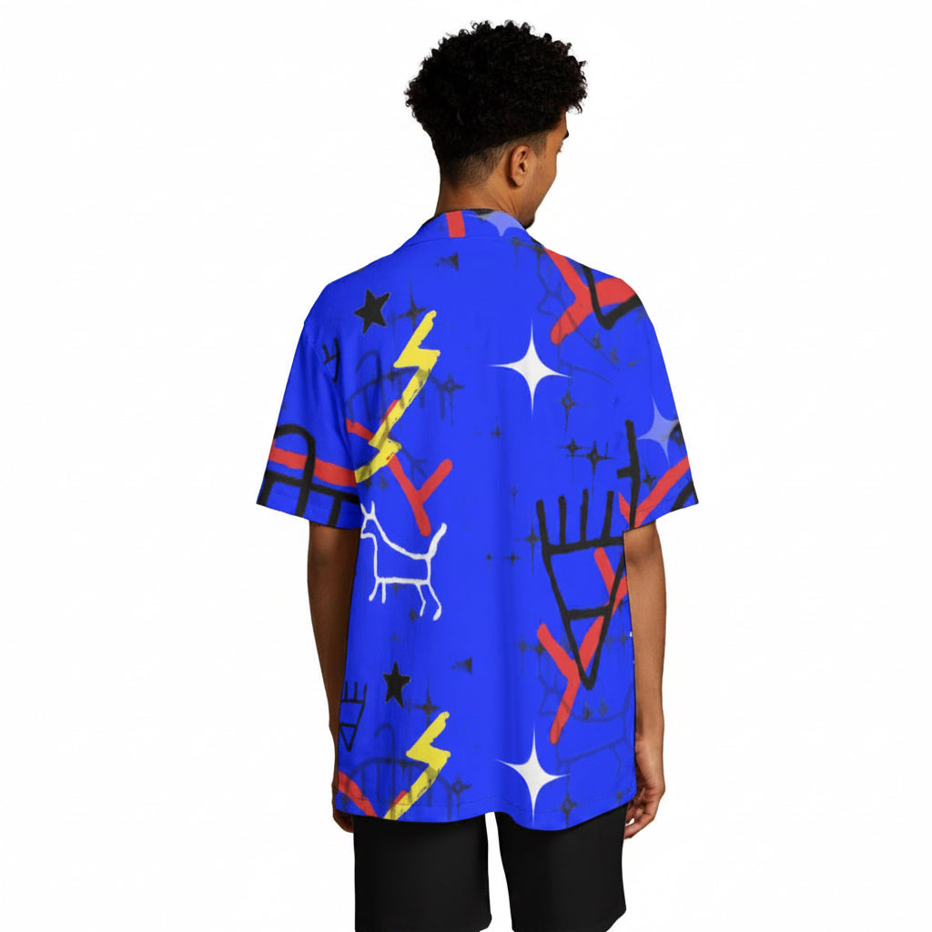 Blue paint wall  Shirt With Button Closure |115GSM Cotton poplin
