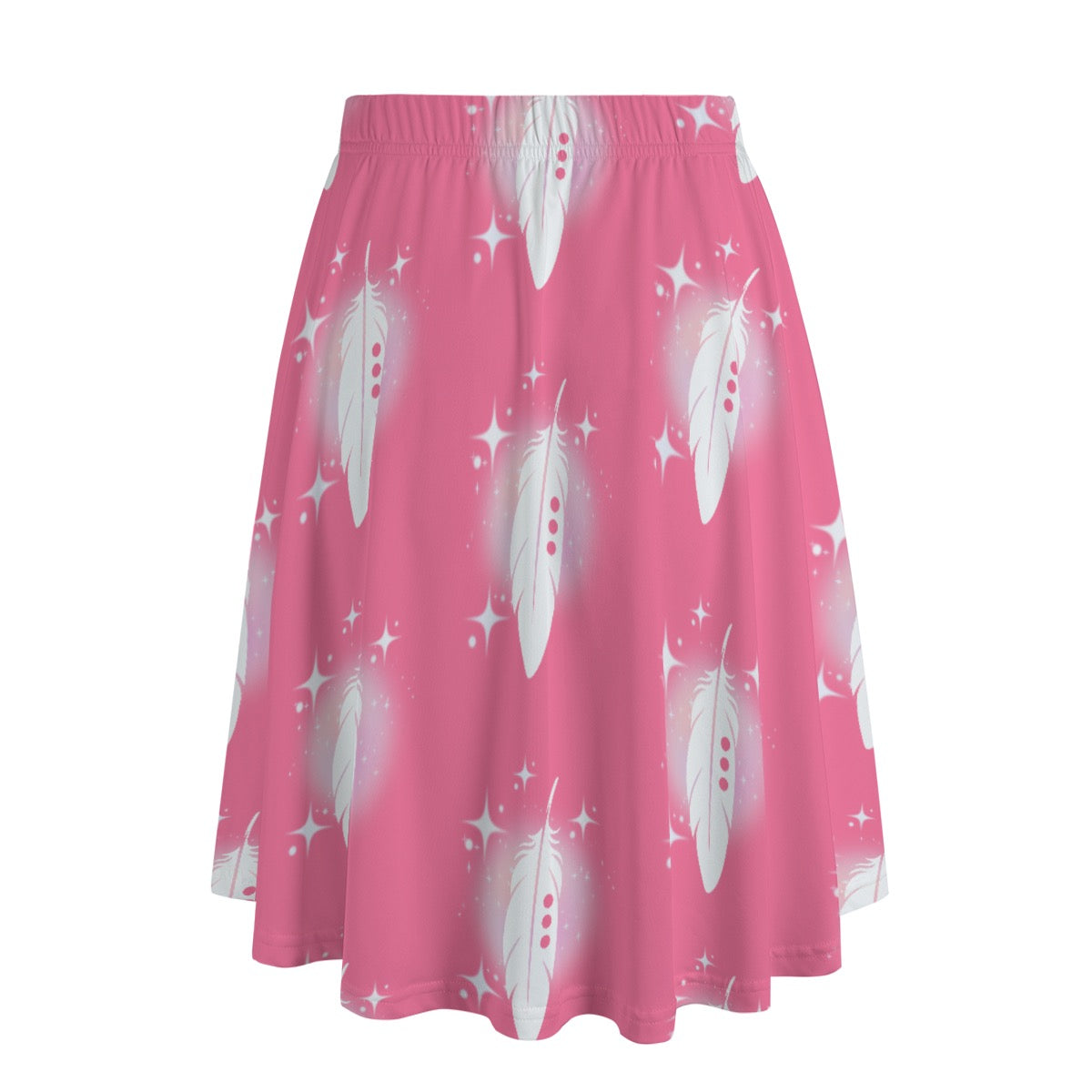Pink Feather Long Maxi Skirt With Pockets