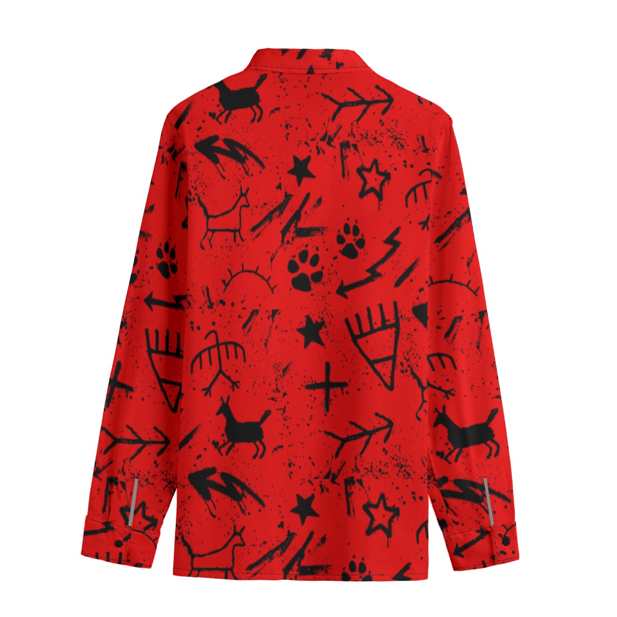 Red pictograph Men's Lapel Collar Shirt With Concealed Placket |115GSM Cotton poplin