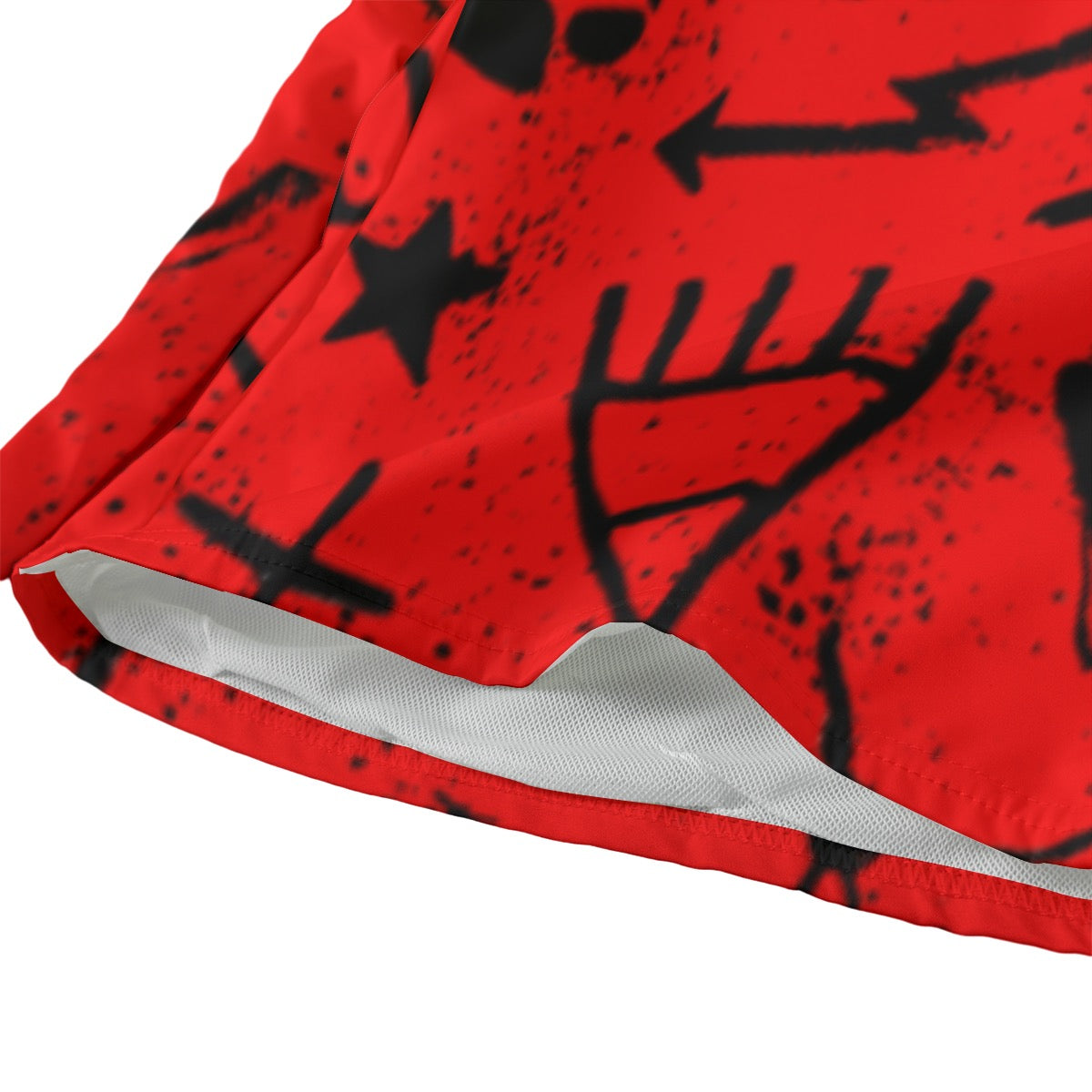 Red story wall Beach Shorts With Lining