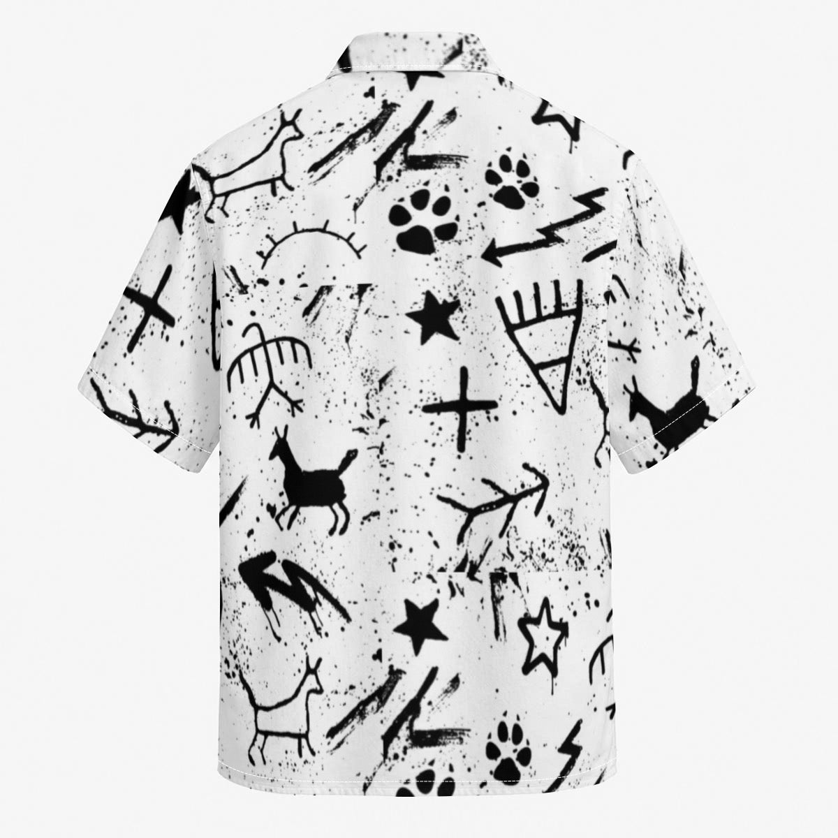 White pictograph Shirt With Button Closure |115GSM Cotton poplin