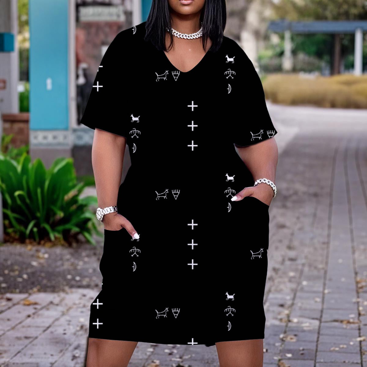 Sm pictograph Short Sleeve Dress|Plus Size