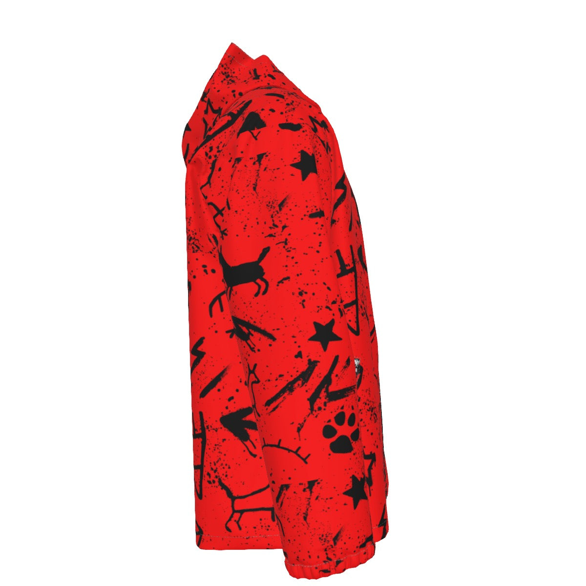 red pictograph Hooded Zipper Windproof Jacket