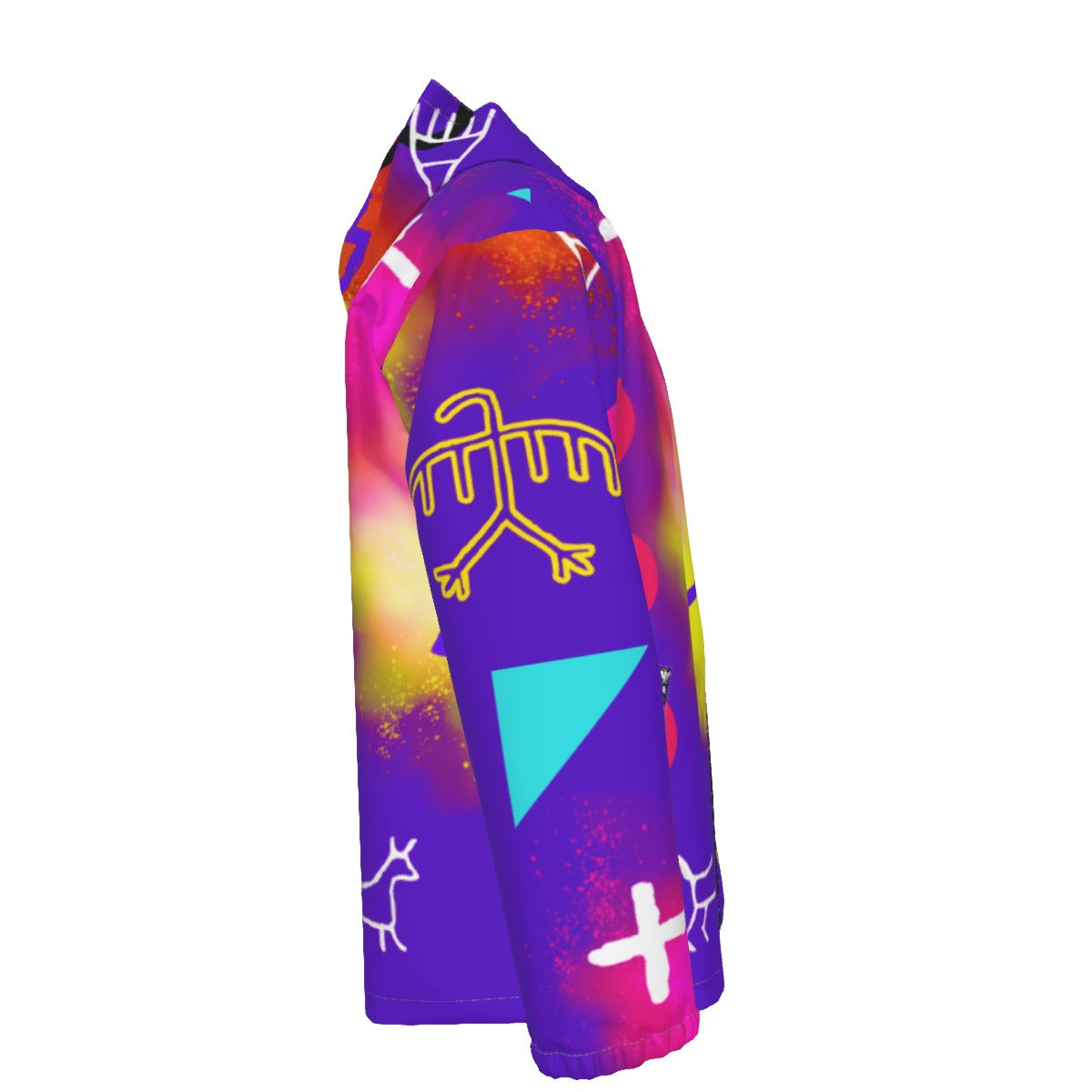 Purple Wall Pictograph Hooded Zipper Windproof Jacket