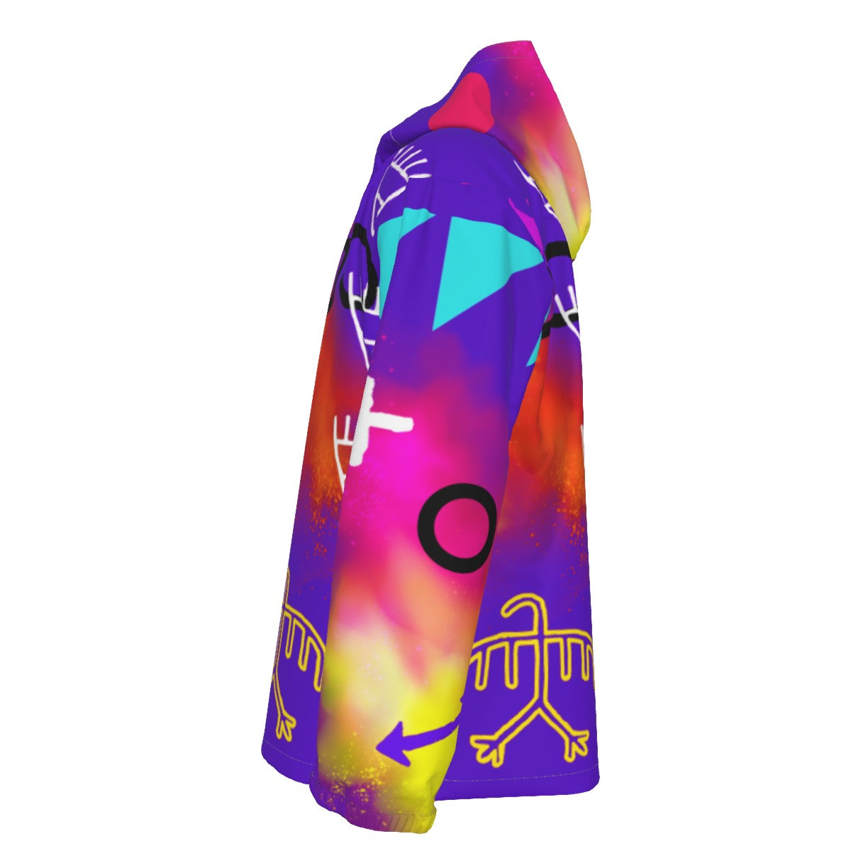 Purple Wall Pictograph Hooded Zipper Windproof Jacket