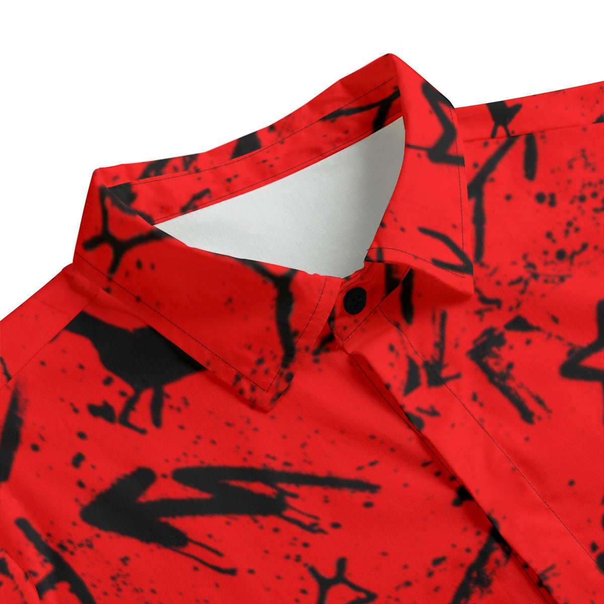 Red pictograph Men's Lapel Collar Shirt With Concealed Placket |115GSM Cotton poplin