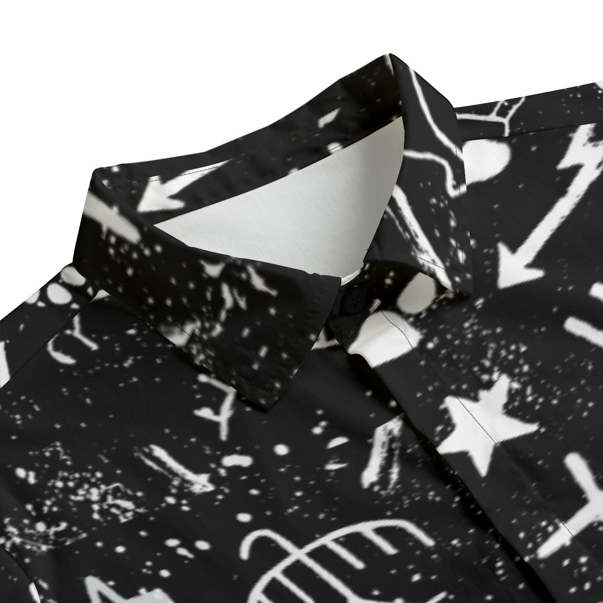 Pictograph paint blk wht with Placket |115GSM Cotton poplin