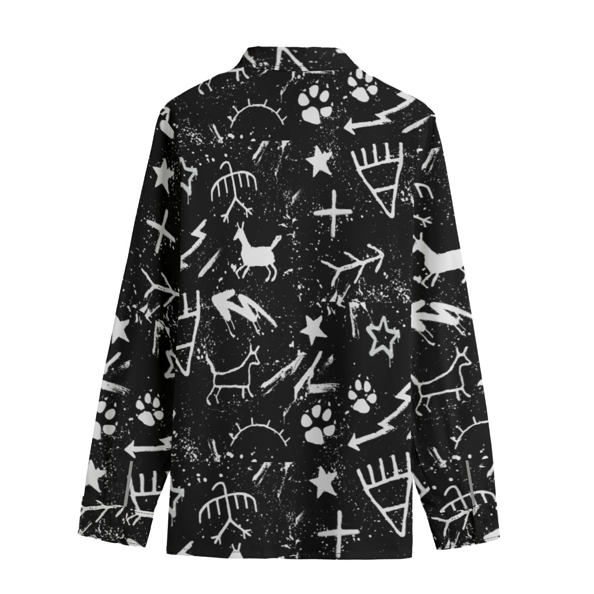 Pictograph paint blk wht with Placket |115GSM Cotton poplin