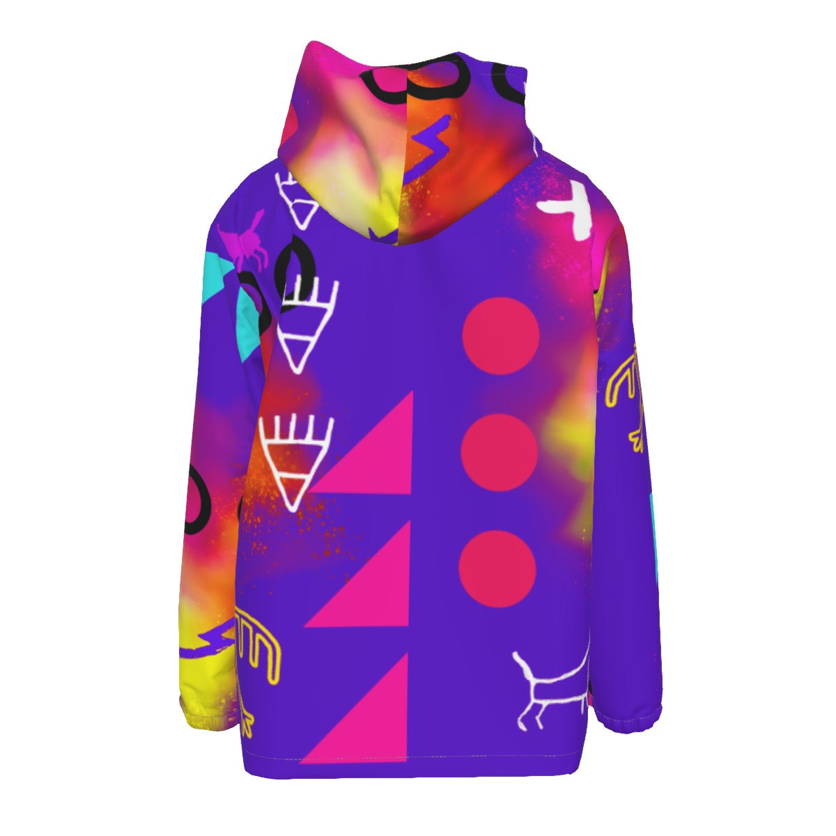Purple Wall Pictograph Hooded Zipper Windproof Jacket