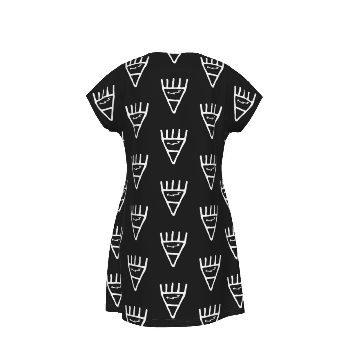 Black Bear Paw Pictograph Short Sleeve Dress