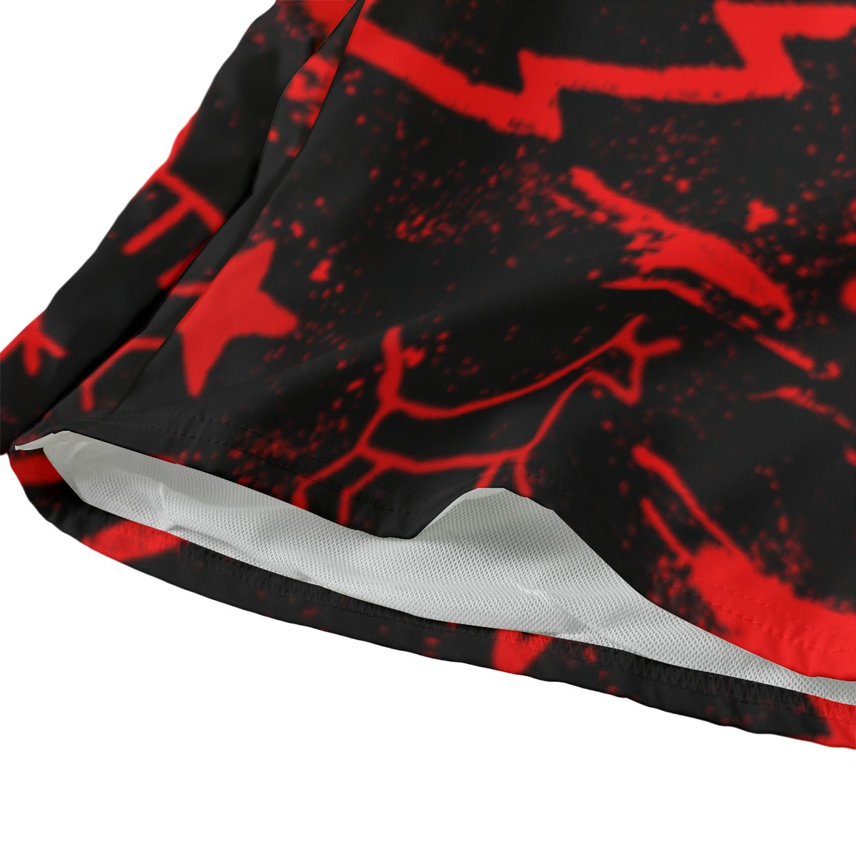 Red Pictograph Beach Shorts With Lining