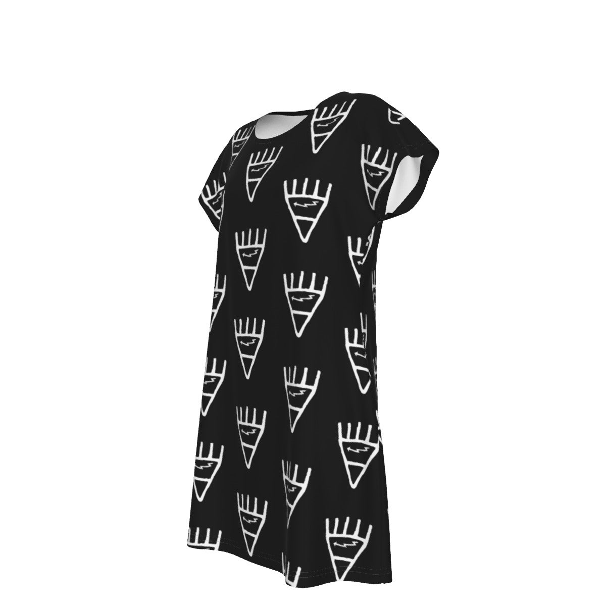 Black Bear Paw Pictograph Short Sleeve Dress