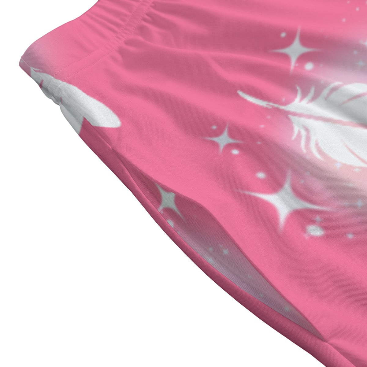 Pink Feather Long Maxi Skirt With Pockets