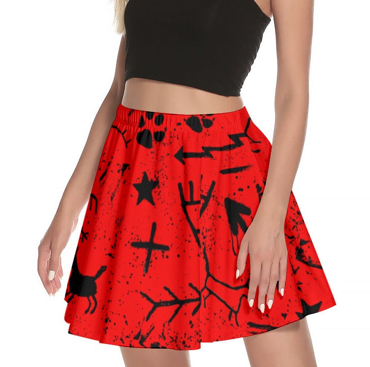 Red pictograph Mini Skirt