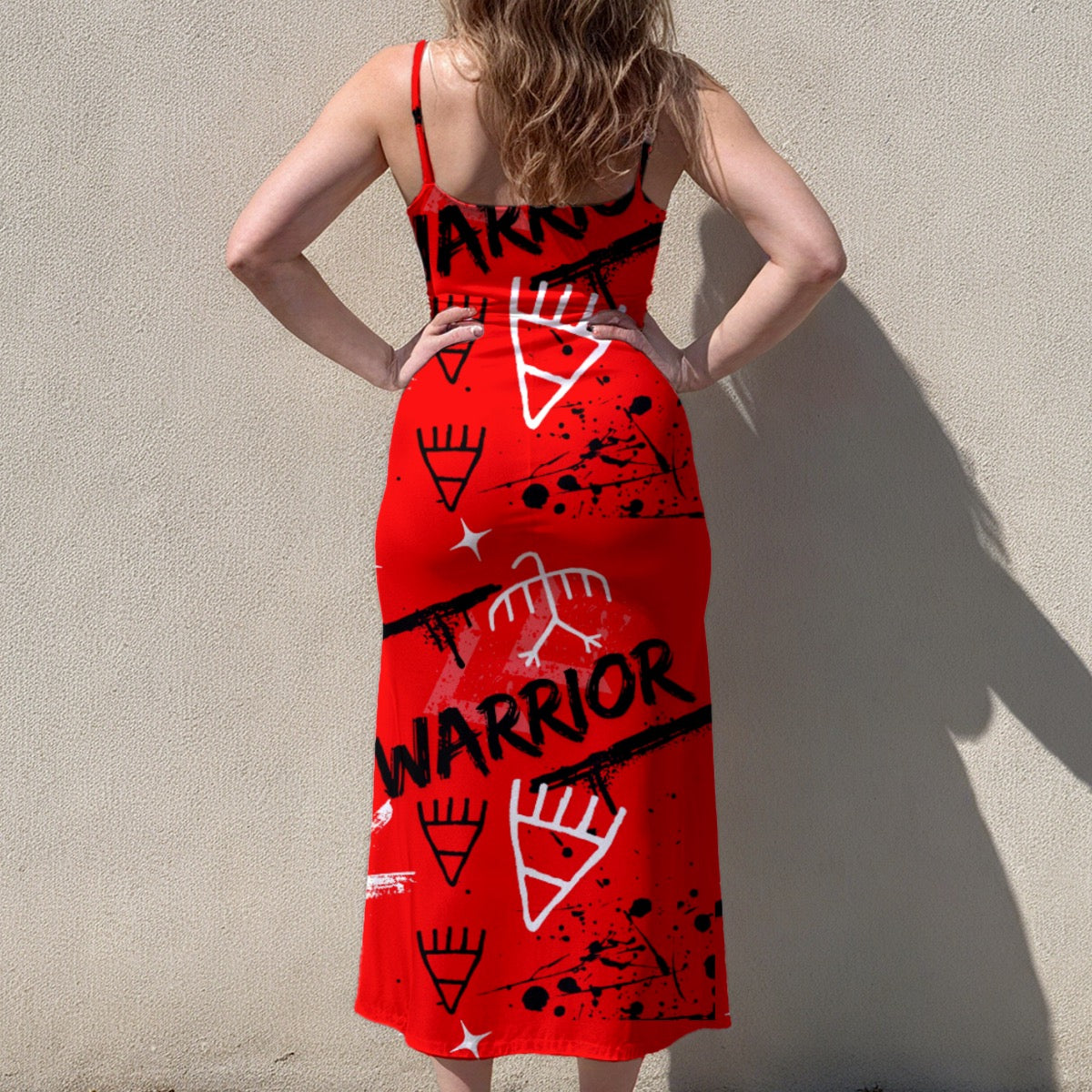 Red Warrior sleeveless suspender dress