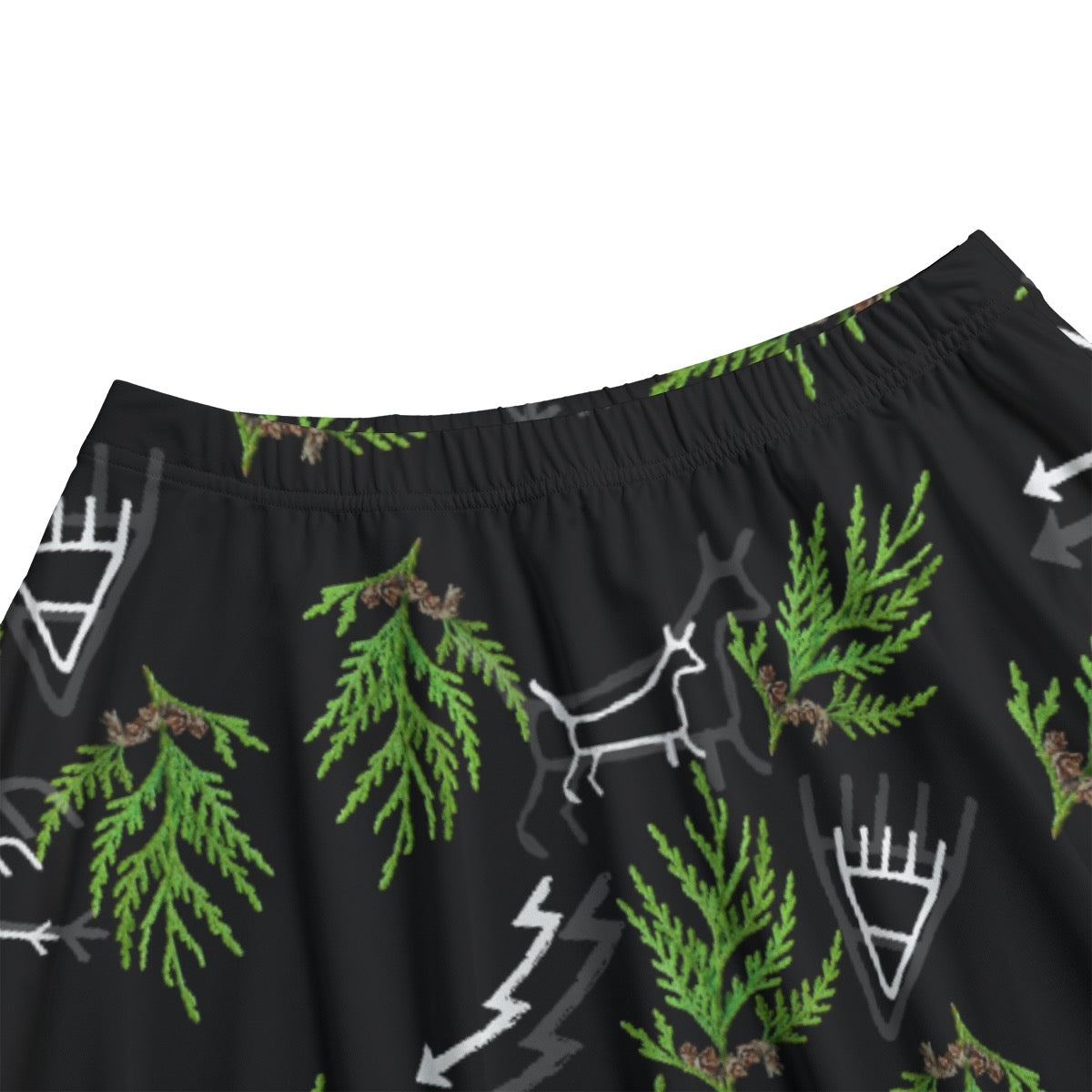 Cedar Branch Pictograph Long Maxi Skirt With Pockets