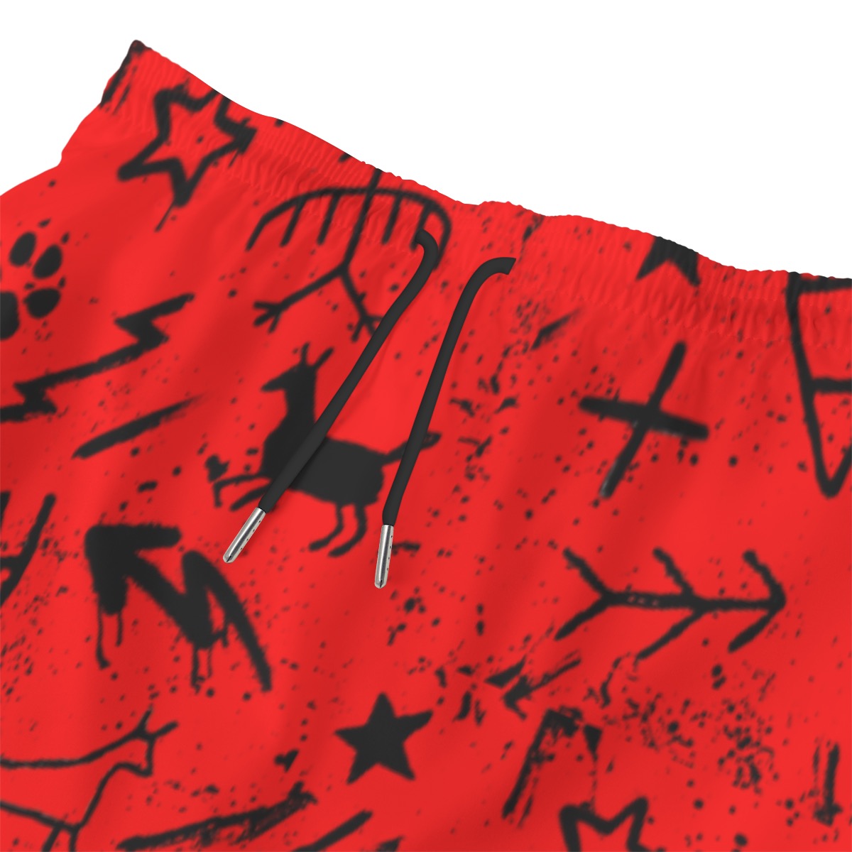 Red story wall Beach Shorts With Lining