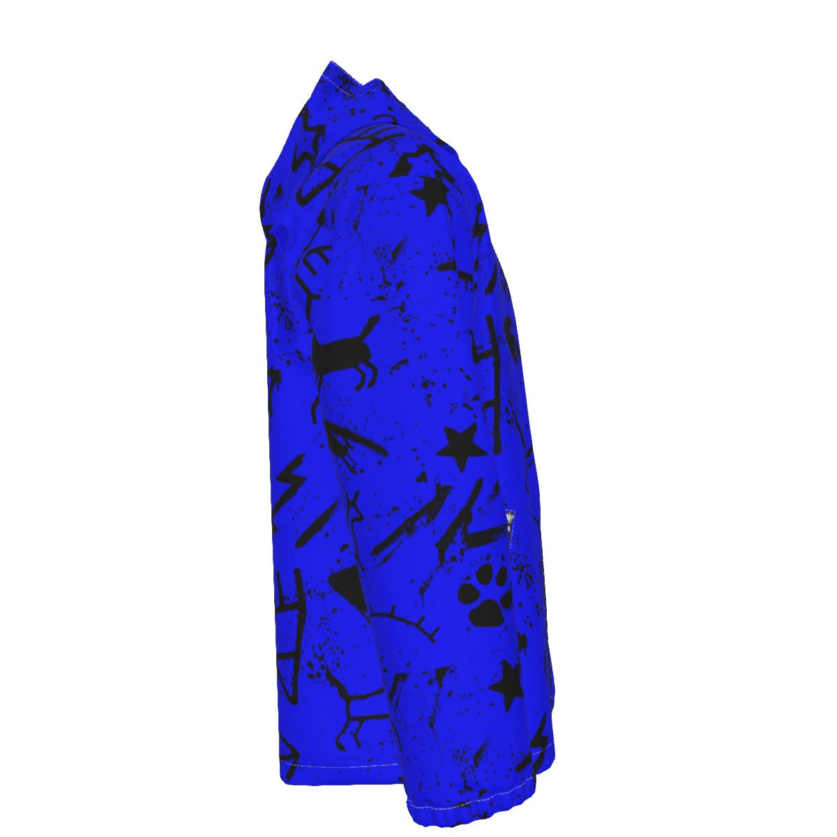 Blue Pictograph Hooded Zipper Windproof Jacket