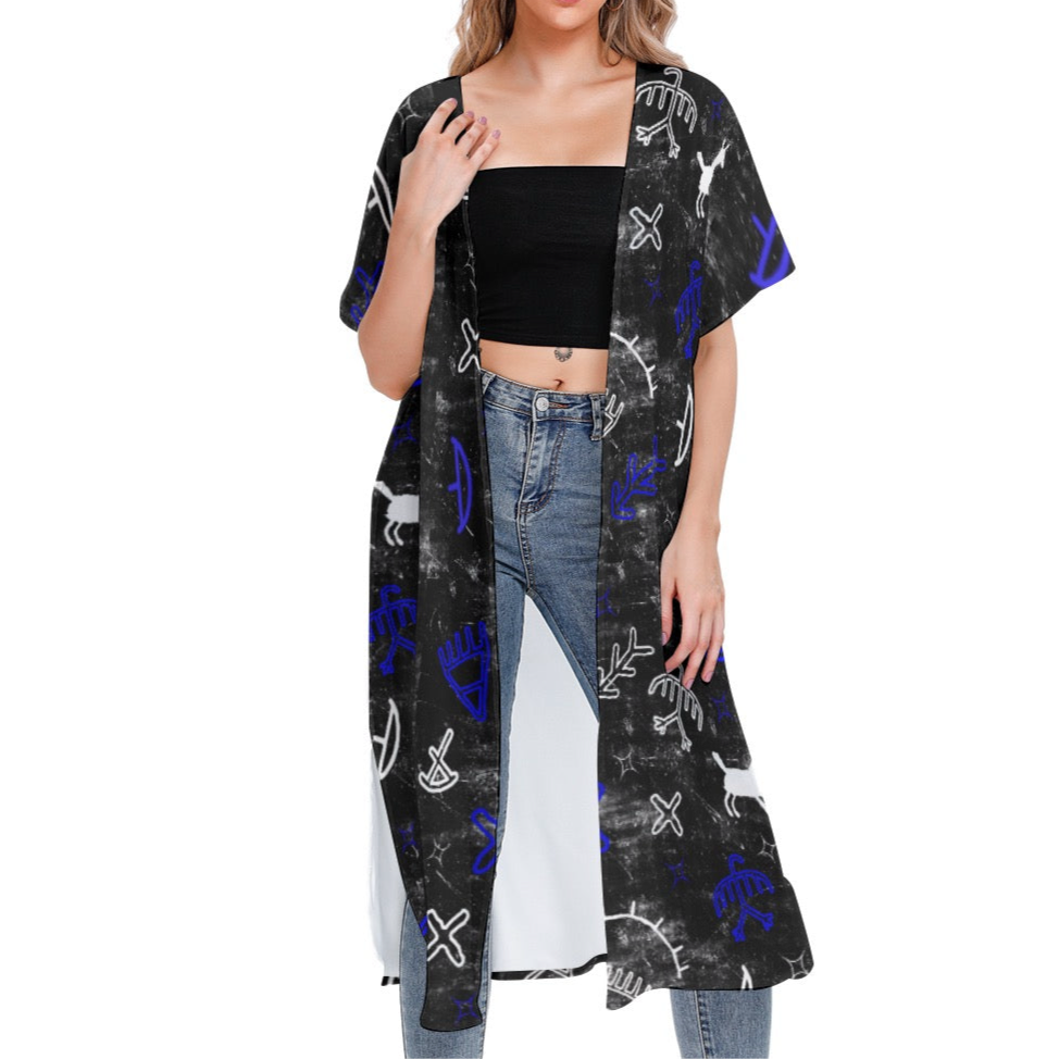 Pictograph story wall Short Sleeve Cardigan