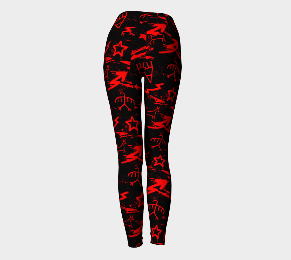Red pictographic yoga pants