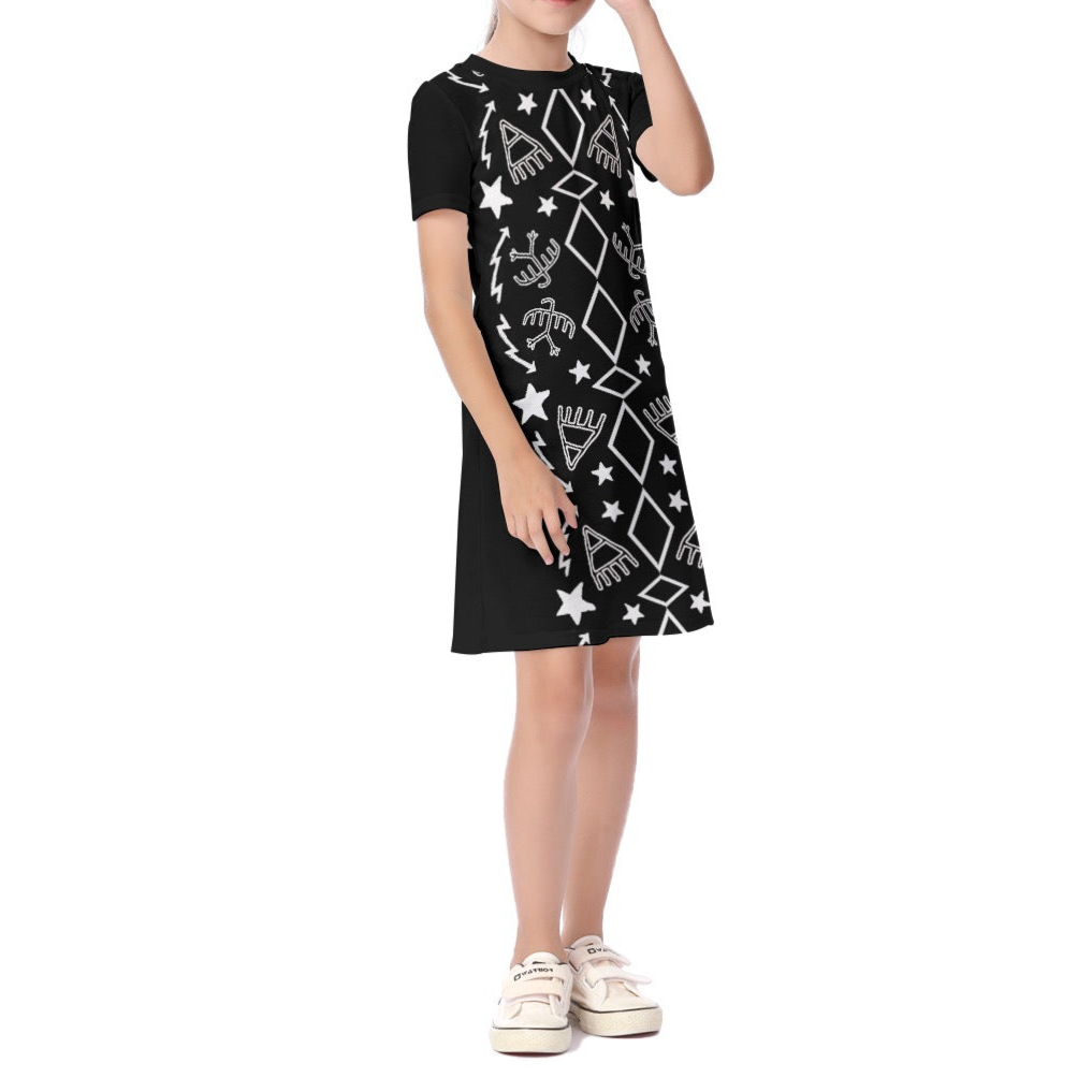 Pictograph Trail, Kid's Short Sleeve Dress