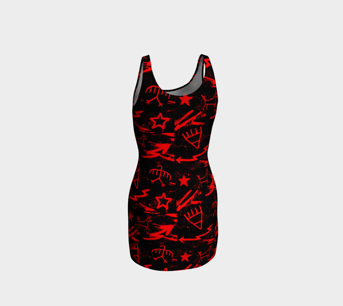 Red pictograph short dress