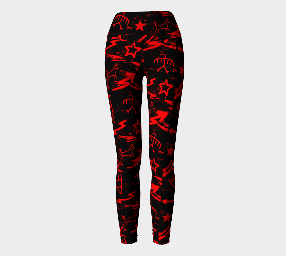Red pictographic yoga pants