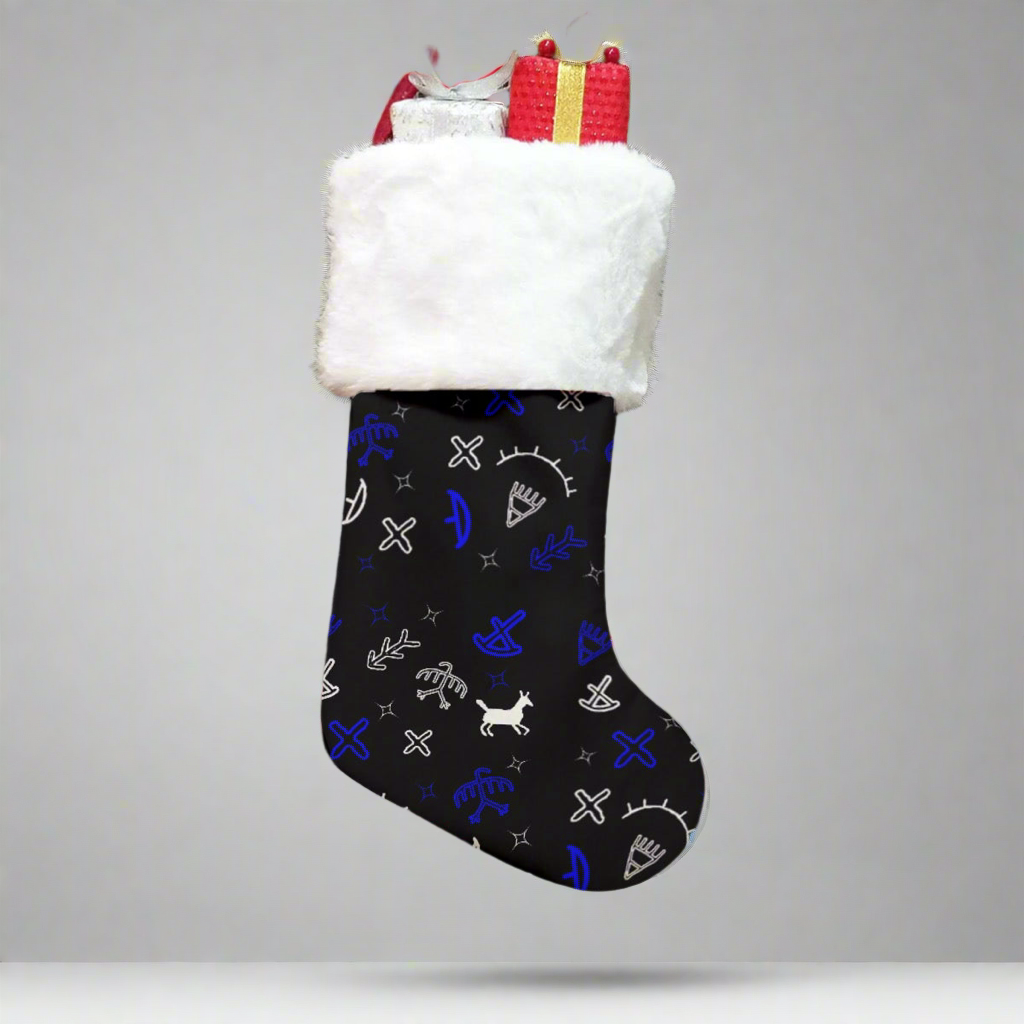 XMAS Plush Cuff Stocking Blue
