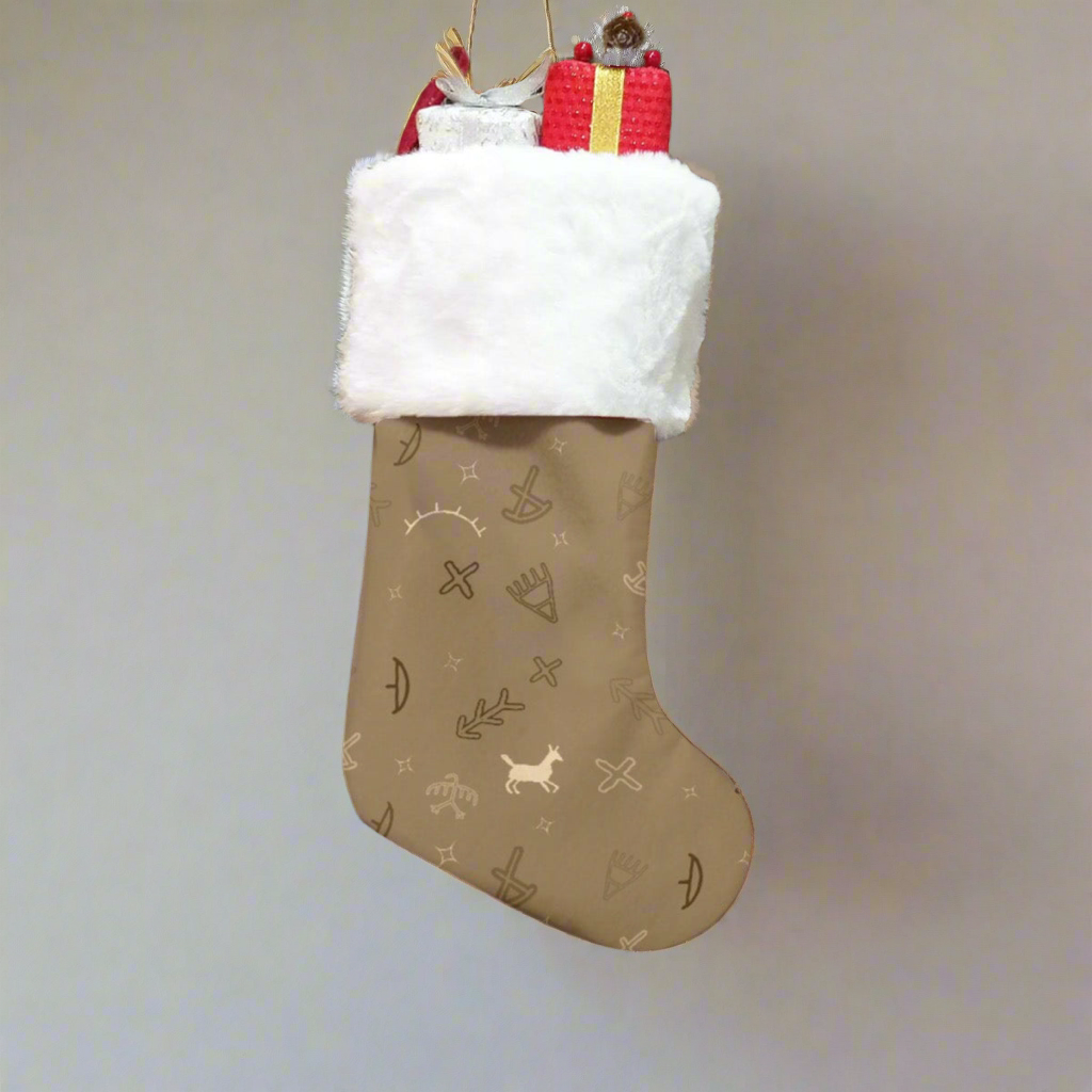 XMAS Plush Cuff Stocking Tan