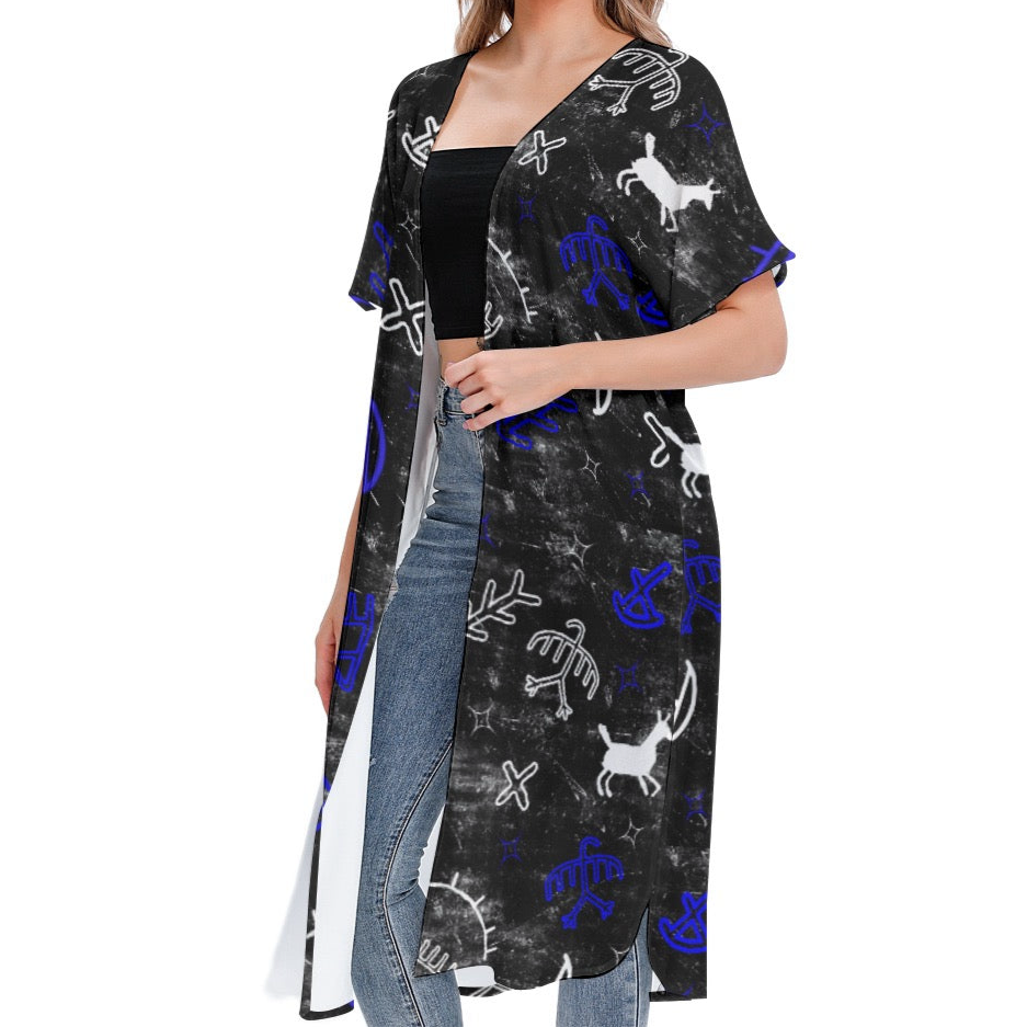 Pictograph story wall Short Sleeve Cardigan