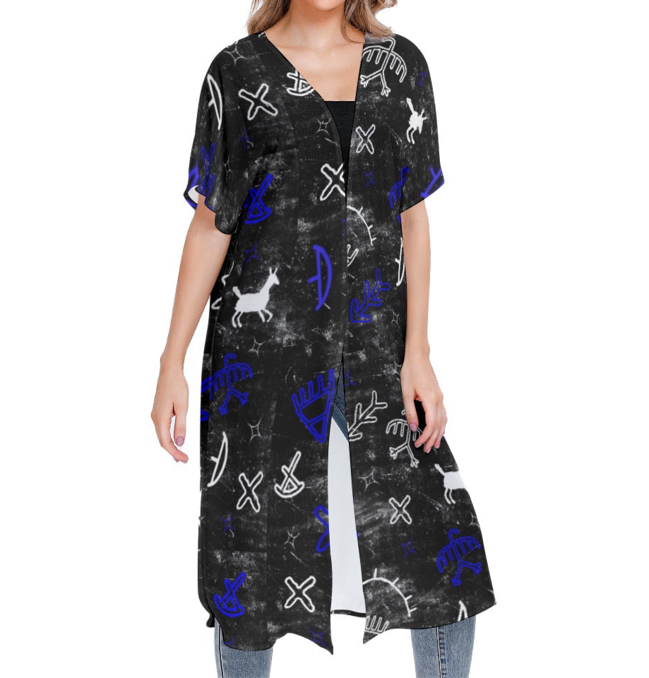 Pictograph story wall Short Sleeve Cardigan