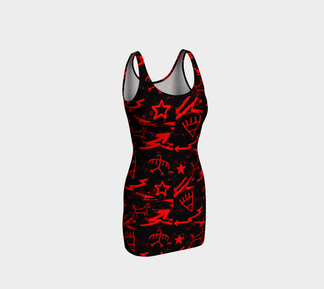 Red pictograph short dress