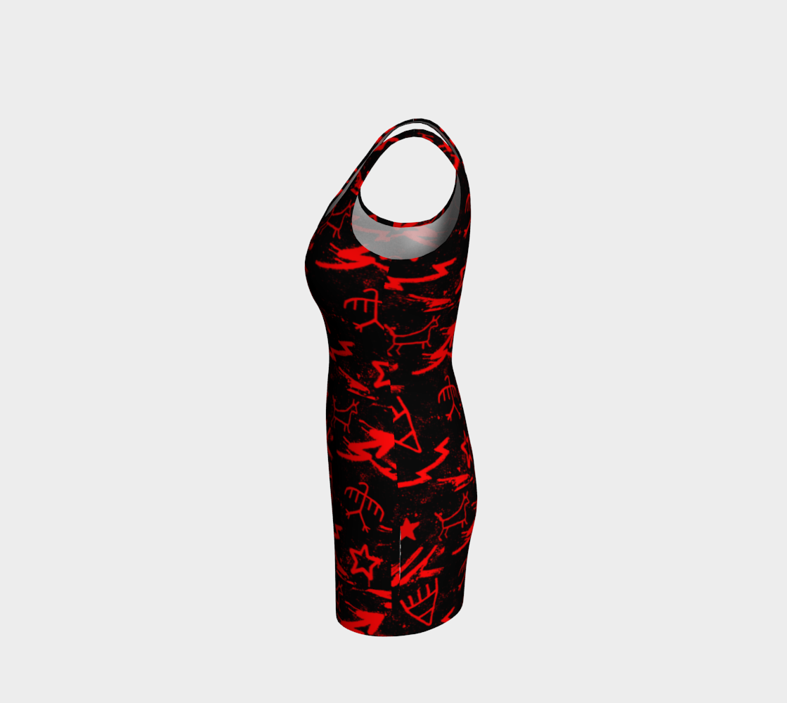Red pictograph short dress