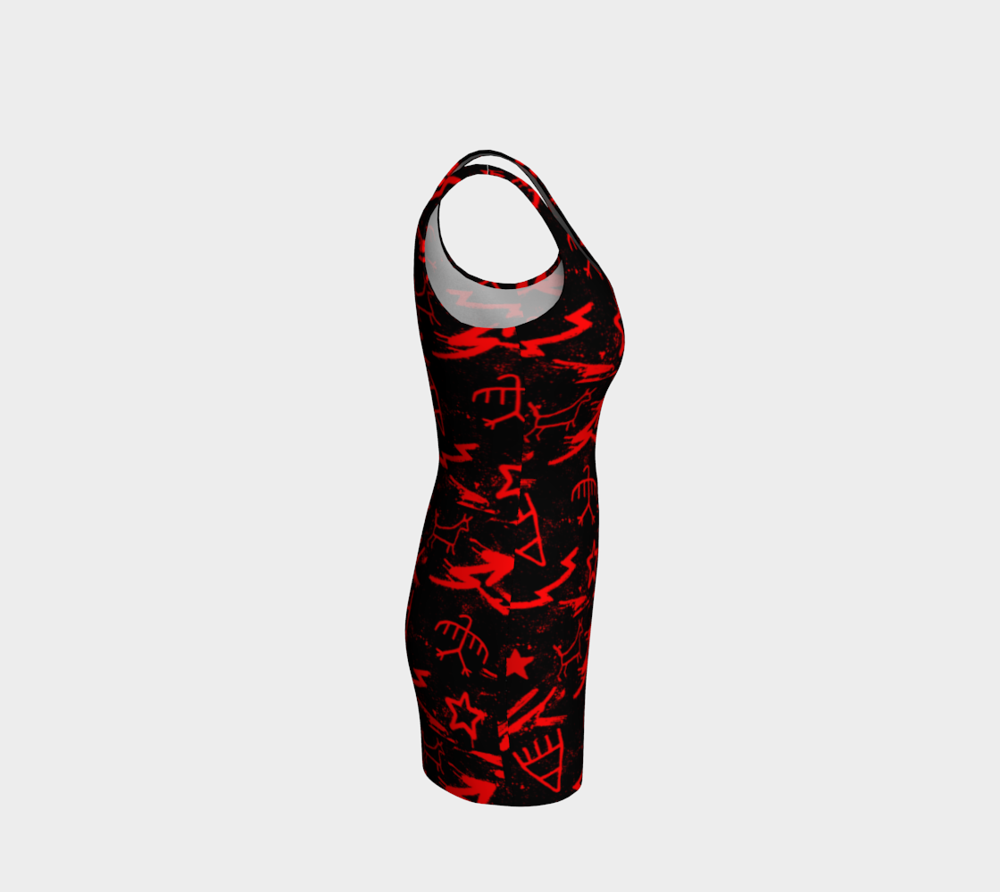 Red pictograph short dress